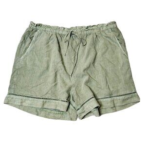 Anthropologie Cloth & Stone Green High Waisted Elastic Pull on Shorts - Size L